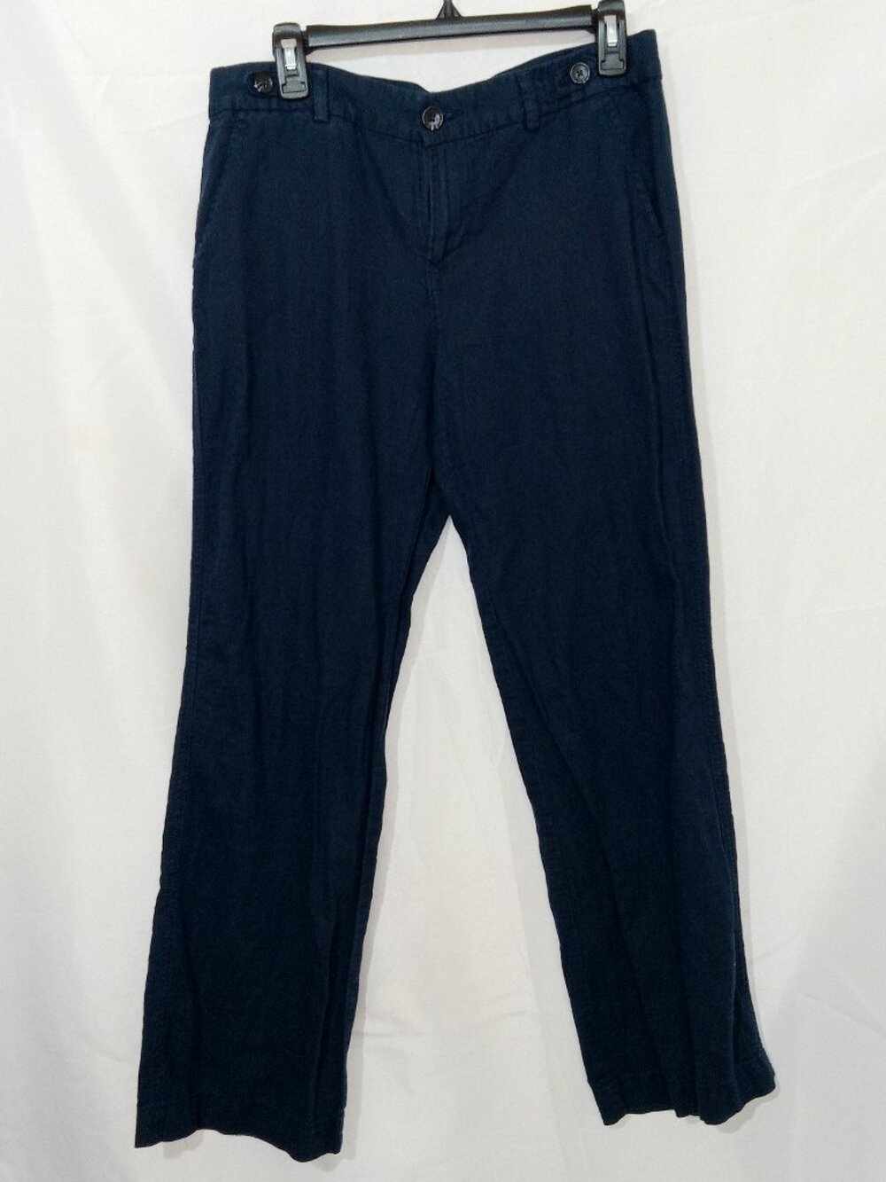 Banana Republic Women's 6 Linen Cotton Flowy Wide Leg Pants Navy Trousers